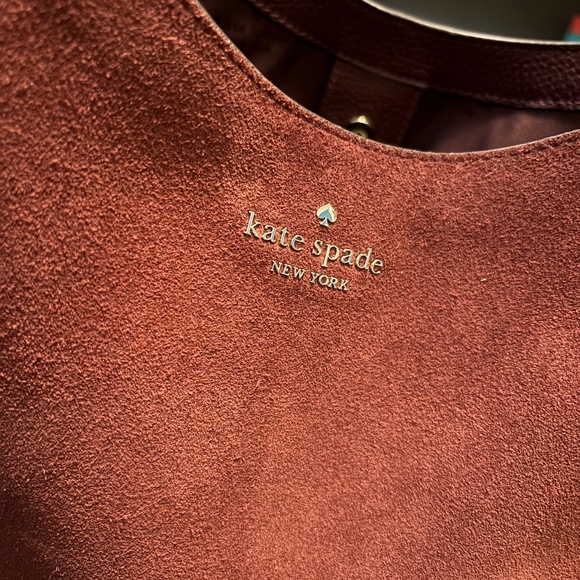 ♠️Kate Spade 454 Suede Large Shoulder Bag, Dark Merlot Burgundy Wine Red NEW NWT - Picture 3 of 9
